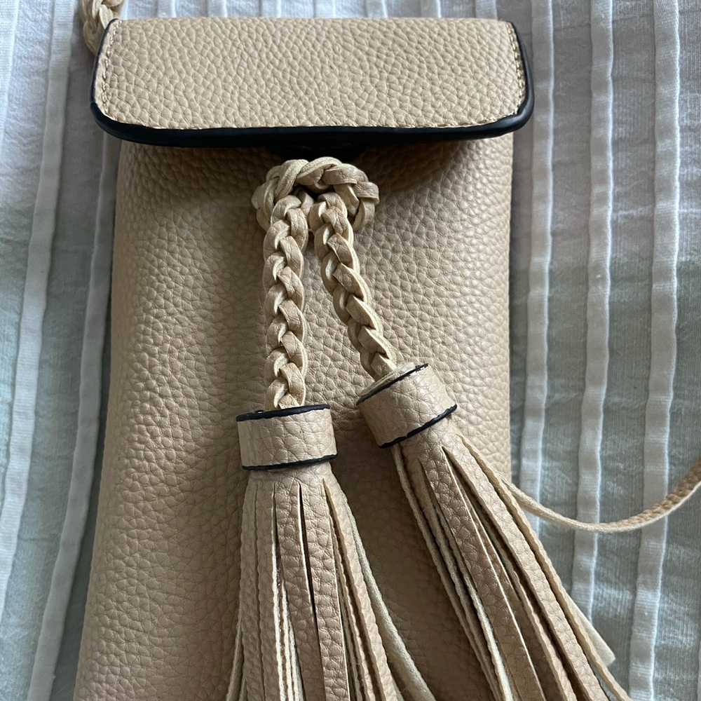 Tan Phone Holder Cross Body Bag
